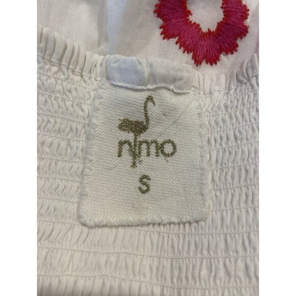 Nimo With Love Midi Dress Spaghetti Strap White Pink Red Embroidery Size Small - Picture 5 of 6